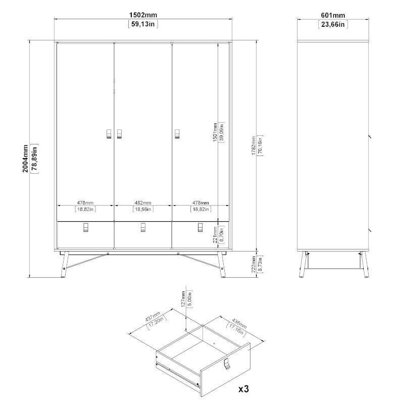 Riidekapp Aatrium Ry, 150x60x200 cm, pruun hind ja info | Kapid | kaup24.ee