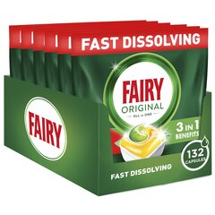 Fairy Original All in One’i Nõudepesumasina Tabletid Lemon, 132 tk цена и информация | Гели для посудомоечных машин | kaup24.ee