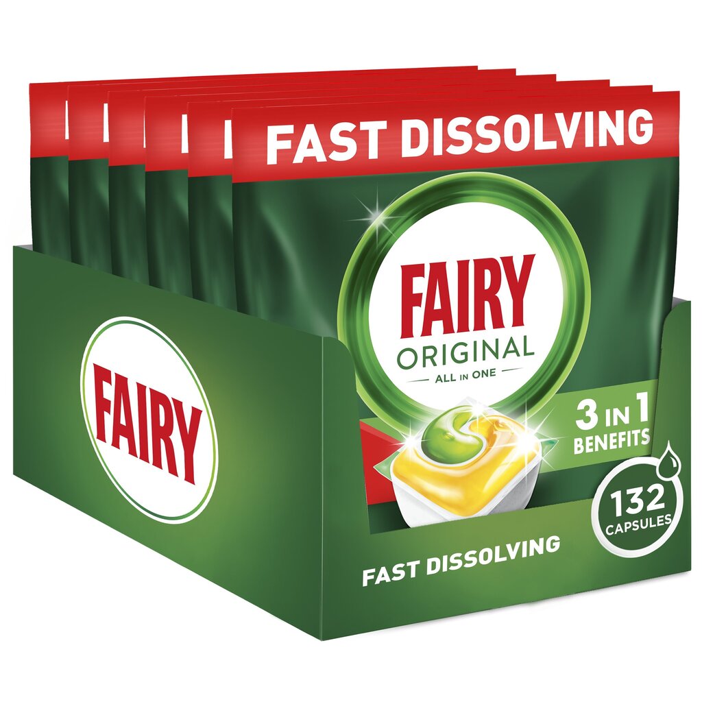 Fairy Original All in One’i Nõudepesumasina Tabletid Lemon, 132 tk цена и информация | Nõudepesuvahendid | kaup24.ee