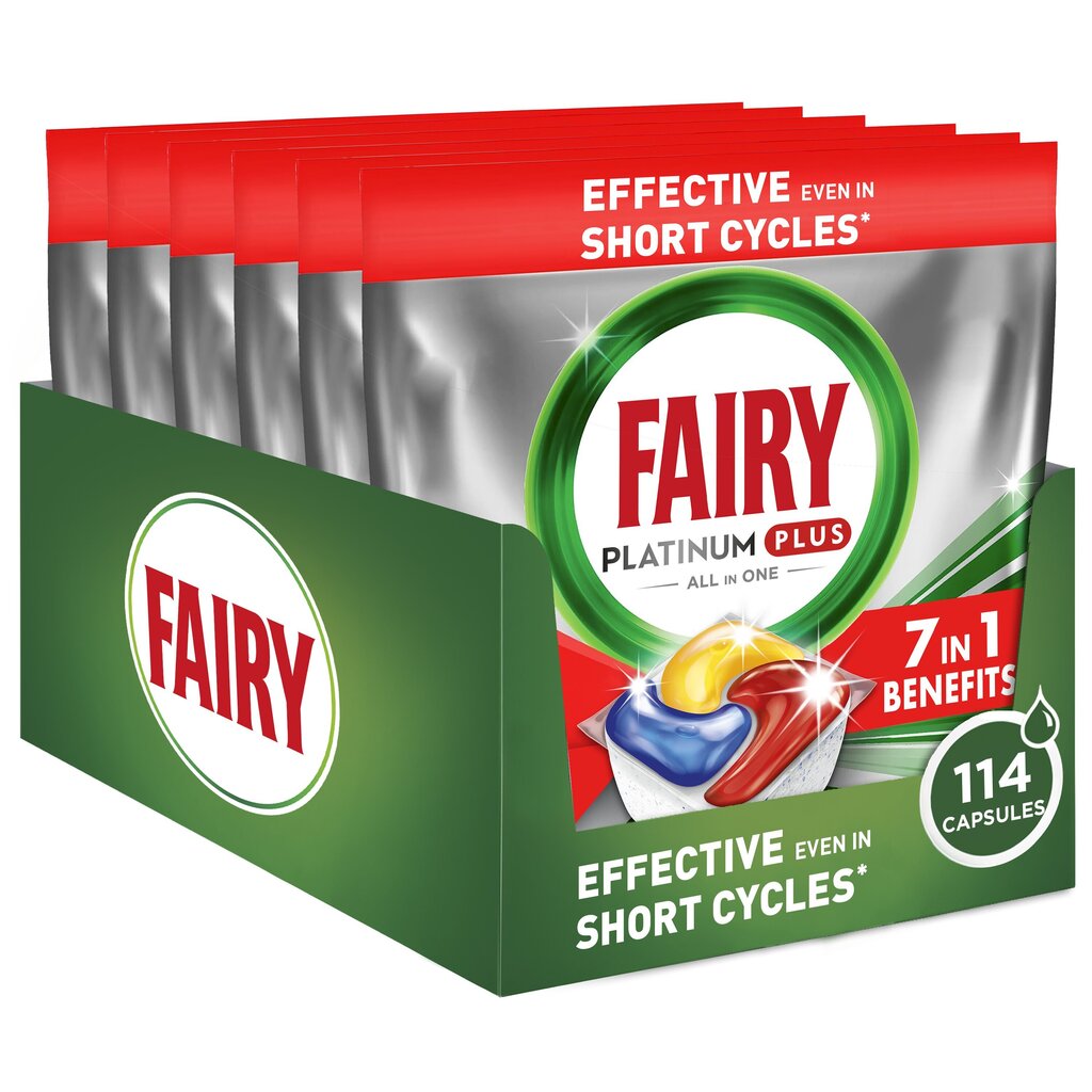 Fairy Platinum Plus All in One’i Nõudepesumasina Tabletid Lemon, 114 tk hind ja info | Nõudepesuvahendid | kaup24.ee