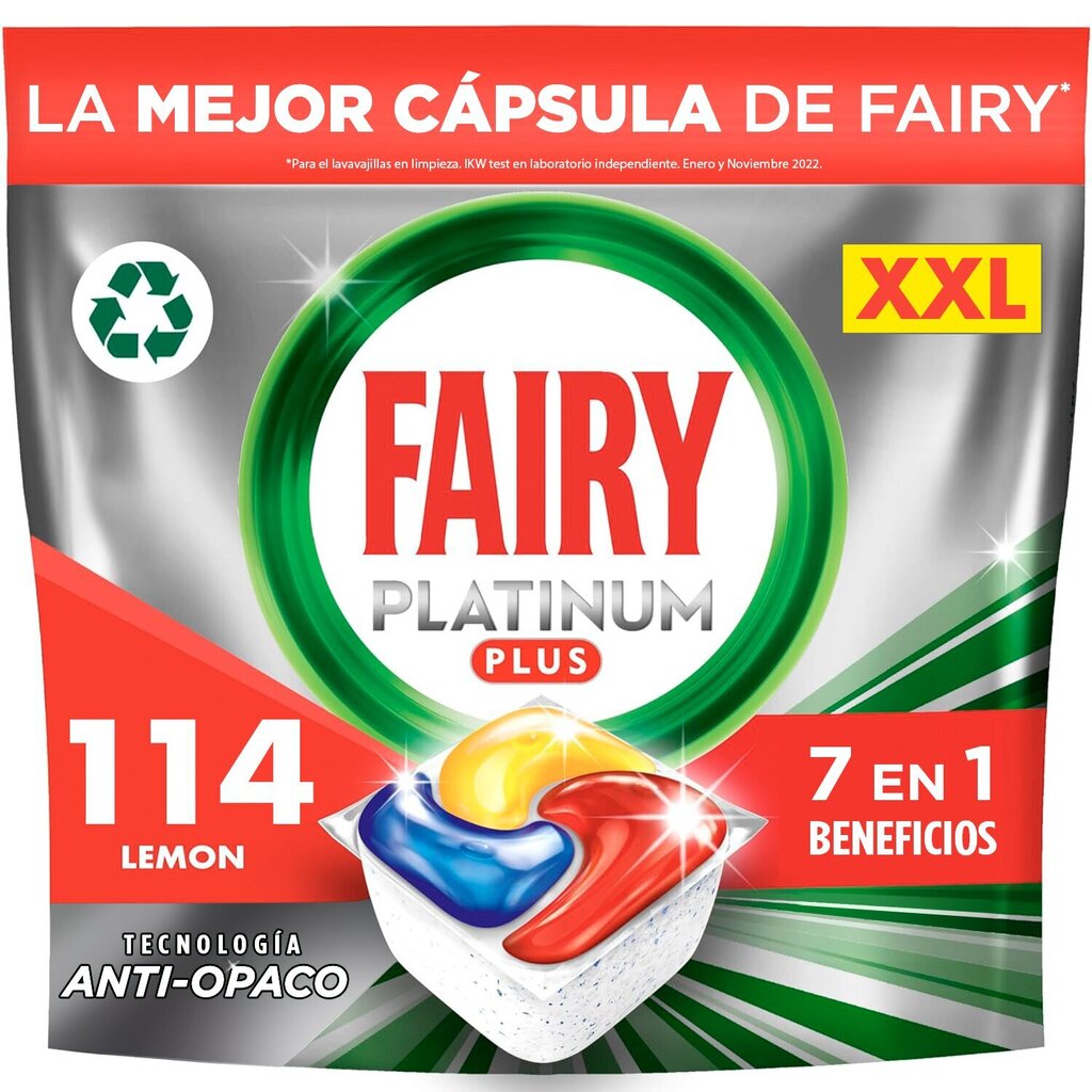 Fairy Platinum Plus All in One’i Nõudepesumasina Tabletid Lemon, 114 tk hind ja info | Nõudepesuvahendid | kaup24.ee