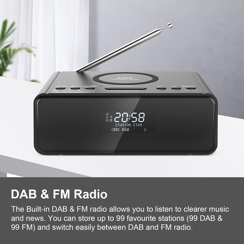 Digitaalne DAB & FM raadio äratuskell, must цена и информация | Raadiod ja äratuskellad | kaup24.ee