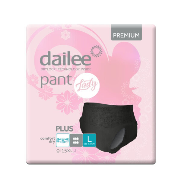 Mähkmed Dailee Pant Lady Premium Black Plus, L, 15 tk hind ja info | Mähkmed, hügieenisidemed, ühekordsed linad täiskasvanutele | kaup24.ee