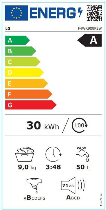 LG F4WR909P3W hind ja info | Pesumasinad | kaup24.ee