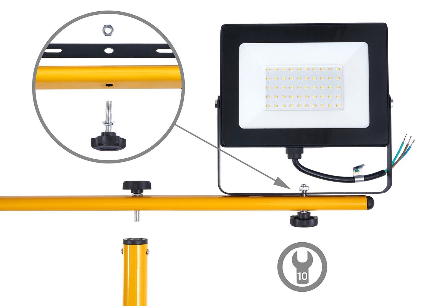 Komplekt: LED pikendus topelt statiiv + 2x 50W valgusfoor, neutraalne valge (4500K) hind ja info | Taskulambid, prožektorid | kaup24.ee