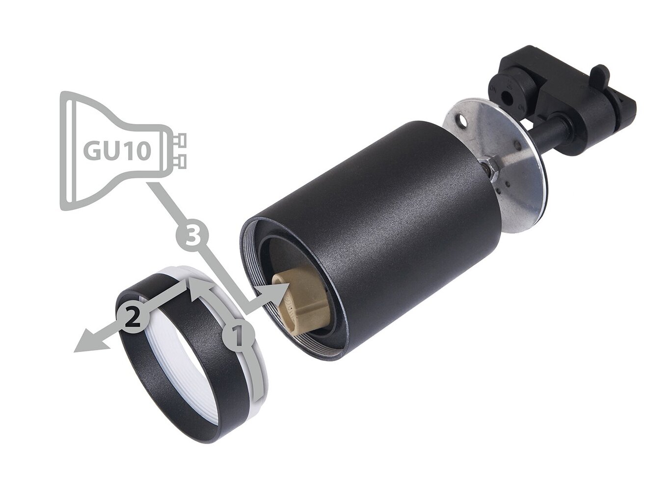 Steka Ring komplekt LED GU10 x3 rööpmelamp + 1,5m rööpmelkaabel - must hind ja info | Laelambid | kaup24.ee