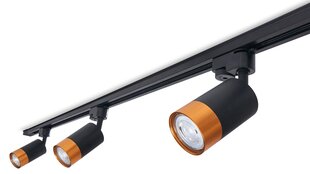 Steka Klemens комплект светодиодный светильник на рейку GU10 x3 + шина 1,5м - Черный цена и информация | Потолочные светильники | kaup24.ee