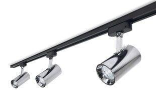 Steka Ductus kroomitud LED rööpmelvalgusti GU10 x3 + rööpmel 1,5m - must hind ja info | Laelambid | kaup24.ee