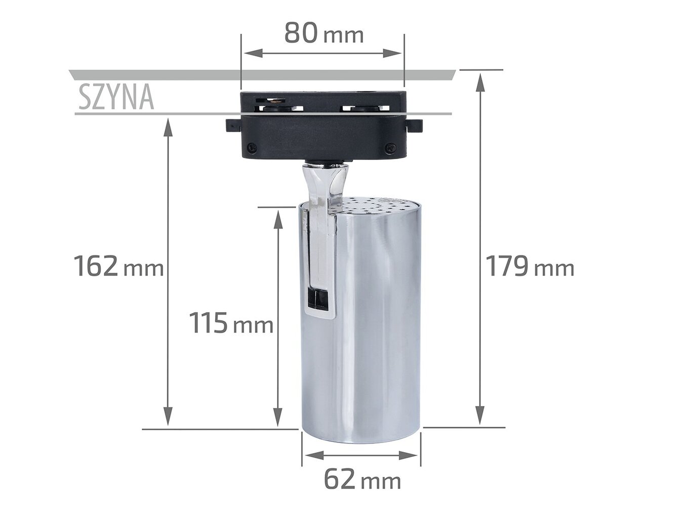 Steka Ductus kroomitud LED rööpmelvalgusti GU10 x3 + rööpmel 1,5m - must hind ja info | Laelambid | kaup24.ee