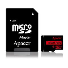 "apacer secure digital card v10, 32gb, micro sdhc, ap32gmcsh10u5-r, uhs-i u1 (class 10), с адаптером цена и информация | Карты памяти | kaup24.ee