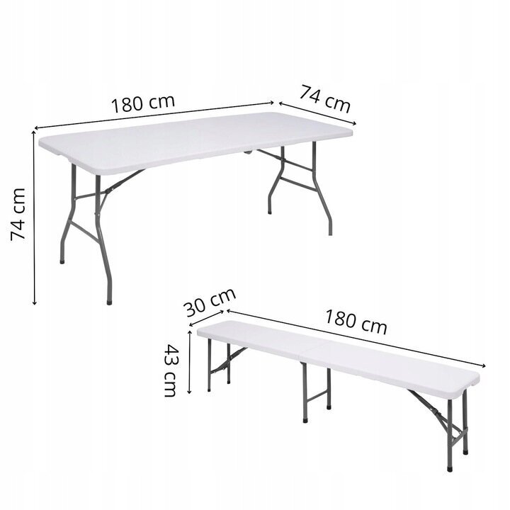 Kokkupandav õuemööbli komplekt Fluxar 216, 180 cm, valge hind ja info | Aiamööbli komplektid | kaup24.ee