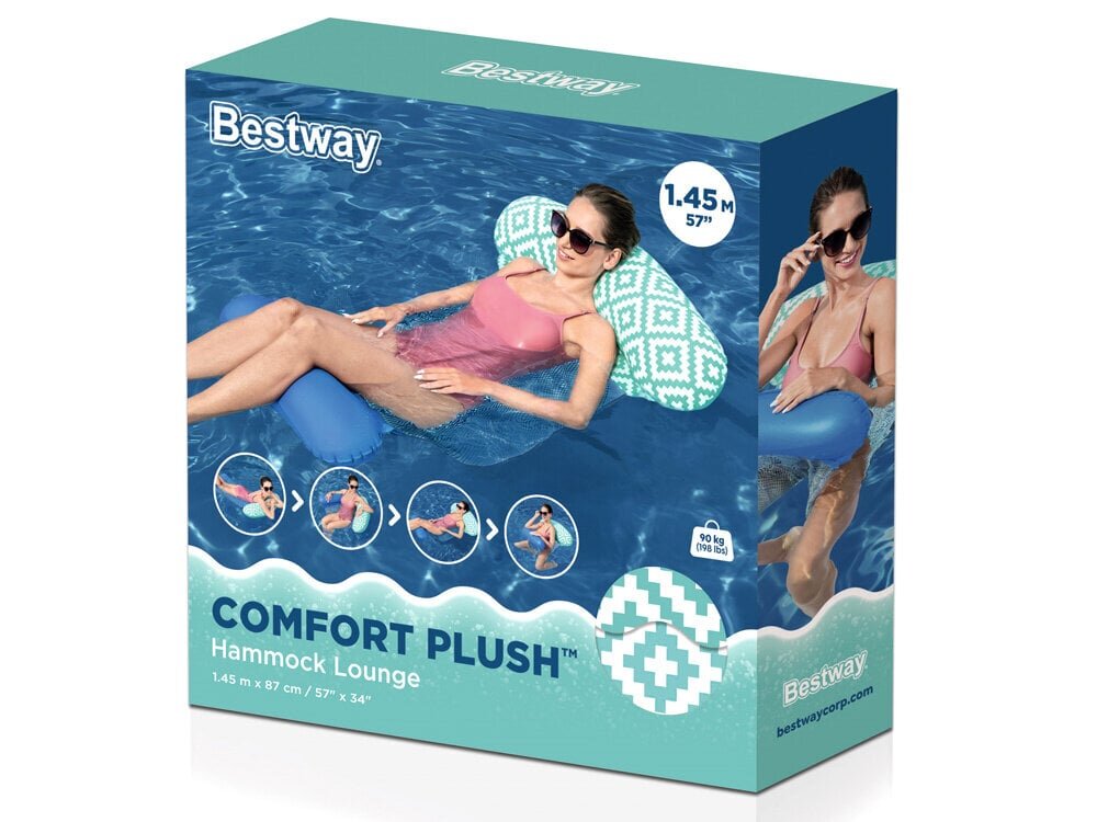 Täispuhutav ujumismatrats Comfort Plush Bestway, 145x87 cm цена и информация | Täispuhutavad madratsid ja mööbel | kaup24.ee