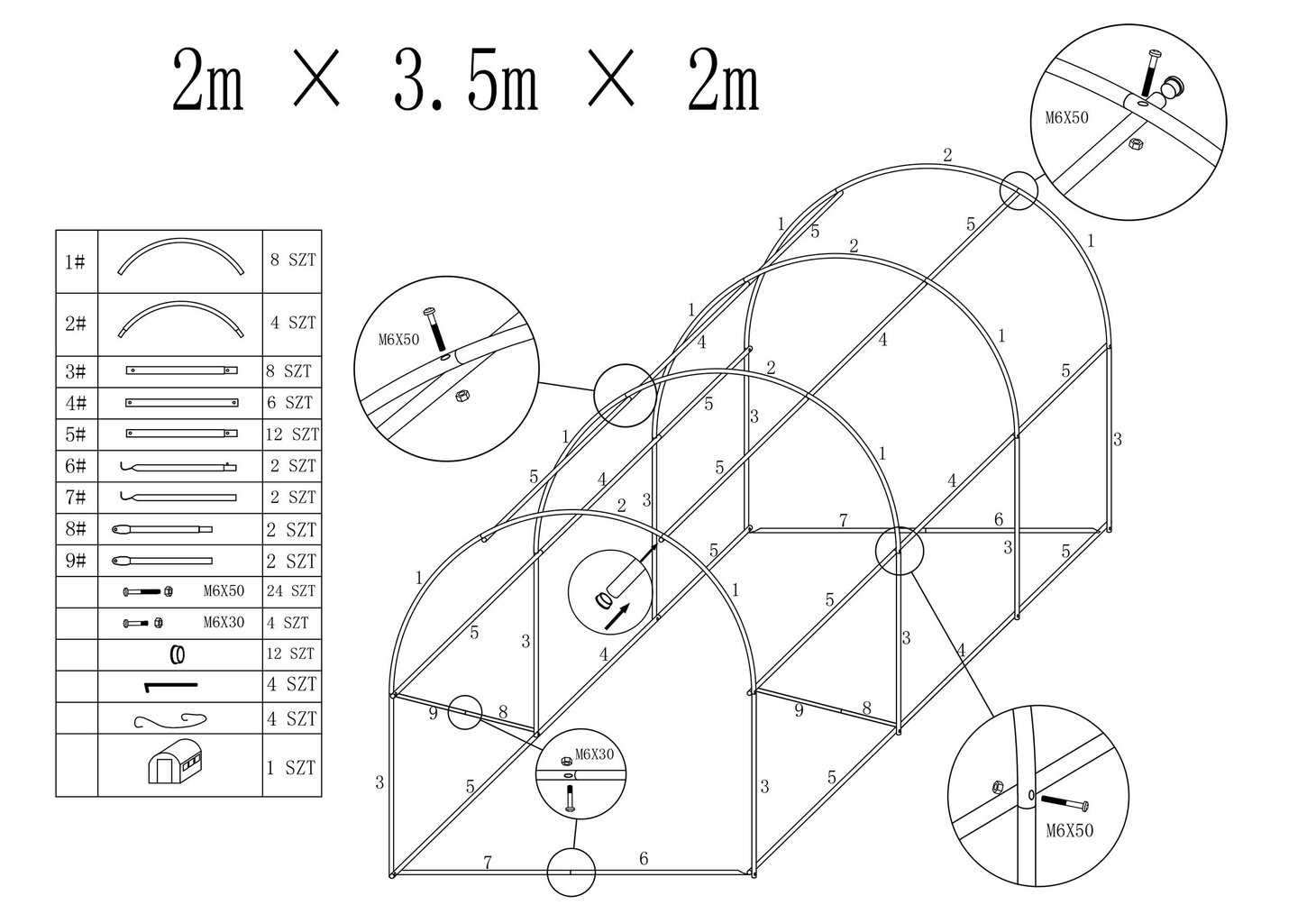 Aiakasvuhoone Aurea, 2x3,5 m цена и информация | Kasvuhooned | kaup24.ee