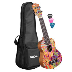 Sopran ukulele Cascha Art Flowers HH 2603 hind ja info | Kitarrid | kaup24.ee