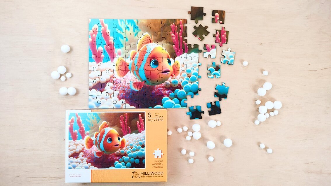 Puitmõistatus Milliwood Puzzle Puitmõistatus 70 Elementi Clownfish hind ja info | Pusled | kaup24.ee