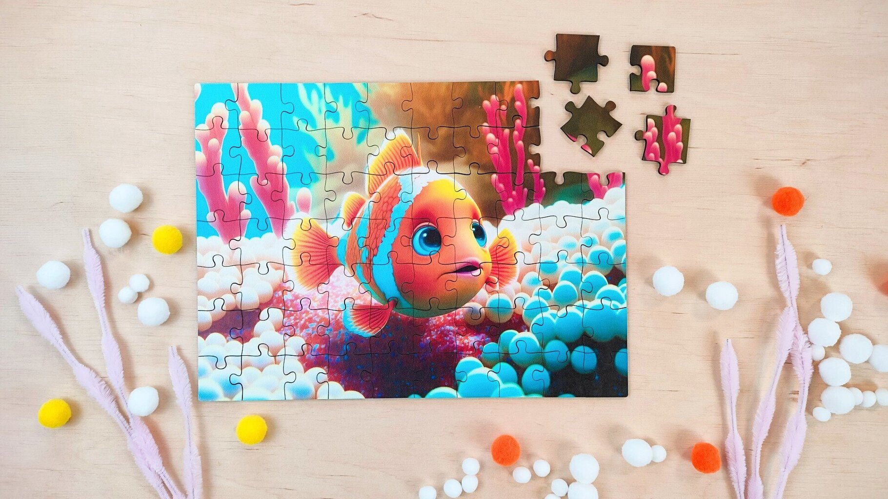 Puitmõistatus Milliwood Puzzle Puitmõistatus 70 Elementi Clownfish hind ja info | Pusled | kaup24.ee