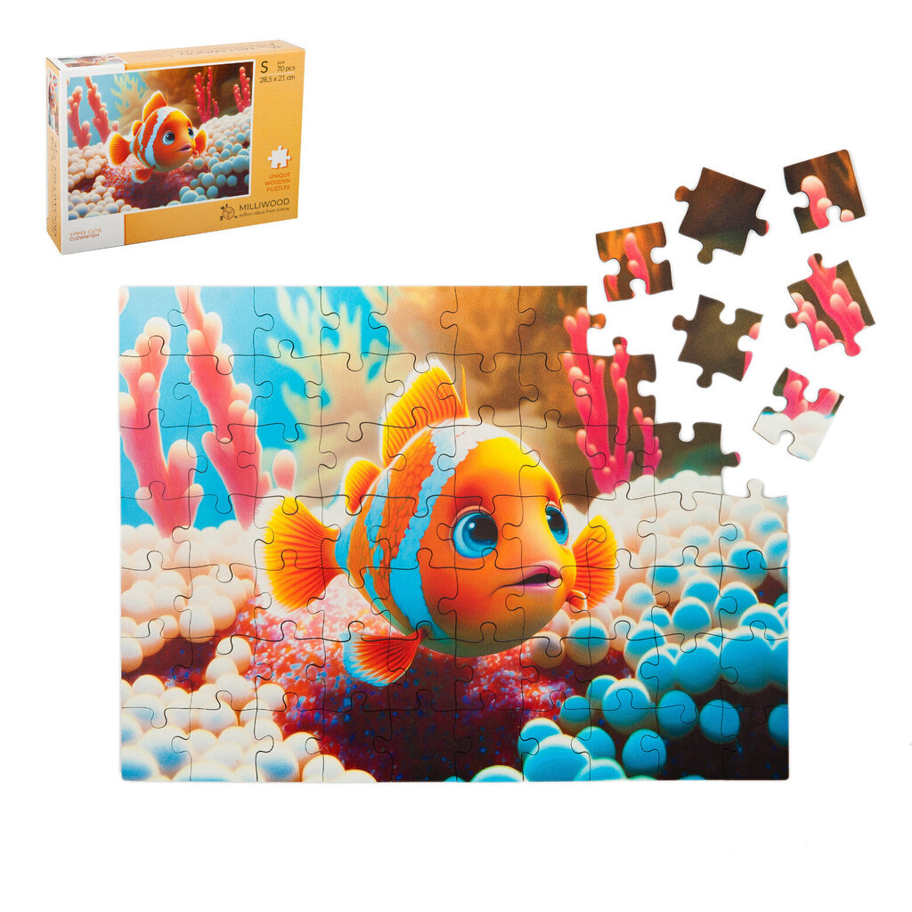 Puitmõistatus Milliwood Puzzle Puitmõistatus 70 Elementi Clownfish hind ja info | Pusled | kaup24.ee