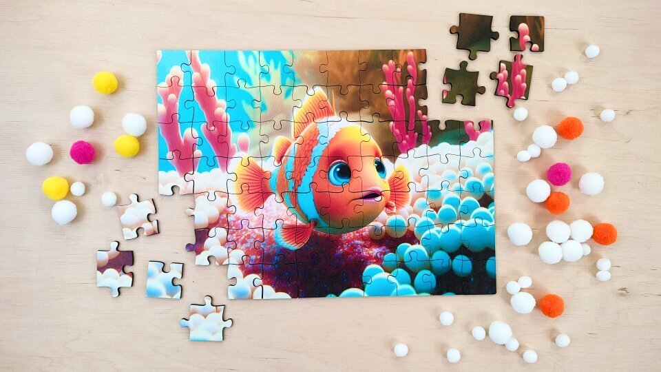 Puitmõistatus Milliwood Puzzle Puitmõistatus 70 Elementi Clownfish hind ja info | Pusled | kaup24.ee