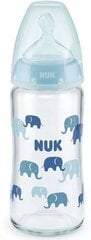 Стеклянная бутылочка Nuk First Choice+ 0-6 месяцев, 240 мл, синего цвета цена и информация | Бутылочки и аксессуары | kaup24.ee