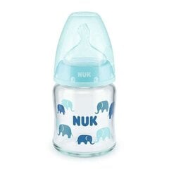 Klaaspudel Nuk First Choice+ 0-6 kuud, 120 ml, sinine hind ja info | Lutipudelid ja aksessuaarid | kaup24.ee