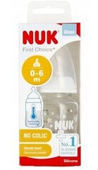 Стеклянная бутылочка Nuk First Choice+ 0-6 месяцев, 120 мл, белая цена и информация | Бутылочки и аксессуары | kaup24.ee