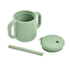 Силиконовая чашка с трубочкой Beaba, зеленый шалфей цена и информация | Детская посуда, контейнеры для молока и еды | kaup24.ee