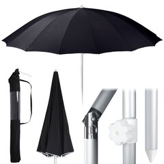 зонт садовый, 220 см, черный цена и информация | Зонты, маркизы, стойки | kaup24.ee