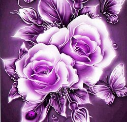 Набор алмазной мозаики "Фиолетовые розы с бабочками", Hiina, 30x30 см, 1 шт. цена и информация | Алмазная мозаика | kaup24.ee