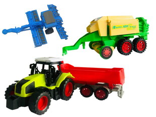 Тракторная сеялка, 3 самосвальных прицепа, прицеп для сена цена и информация | Игрушки для мальчиков | kaup24.ee