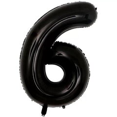 Õhupall number 6 fooliumist, must, 86 cm hind ja info | Õhupallid | kaup24.ee