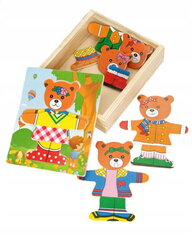 Puidust Puzzle Logic Dress Up Teddy Bear hind ja info | Pusled | kaup24.ee
