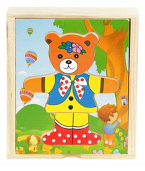 Puidust Puzzle Logic Dress Up Teddy Bear hind ja info | Pusled | kaup24.ee