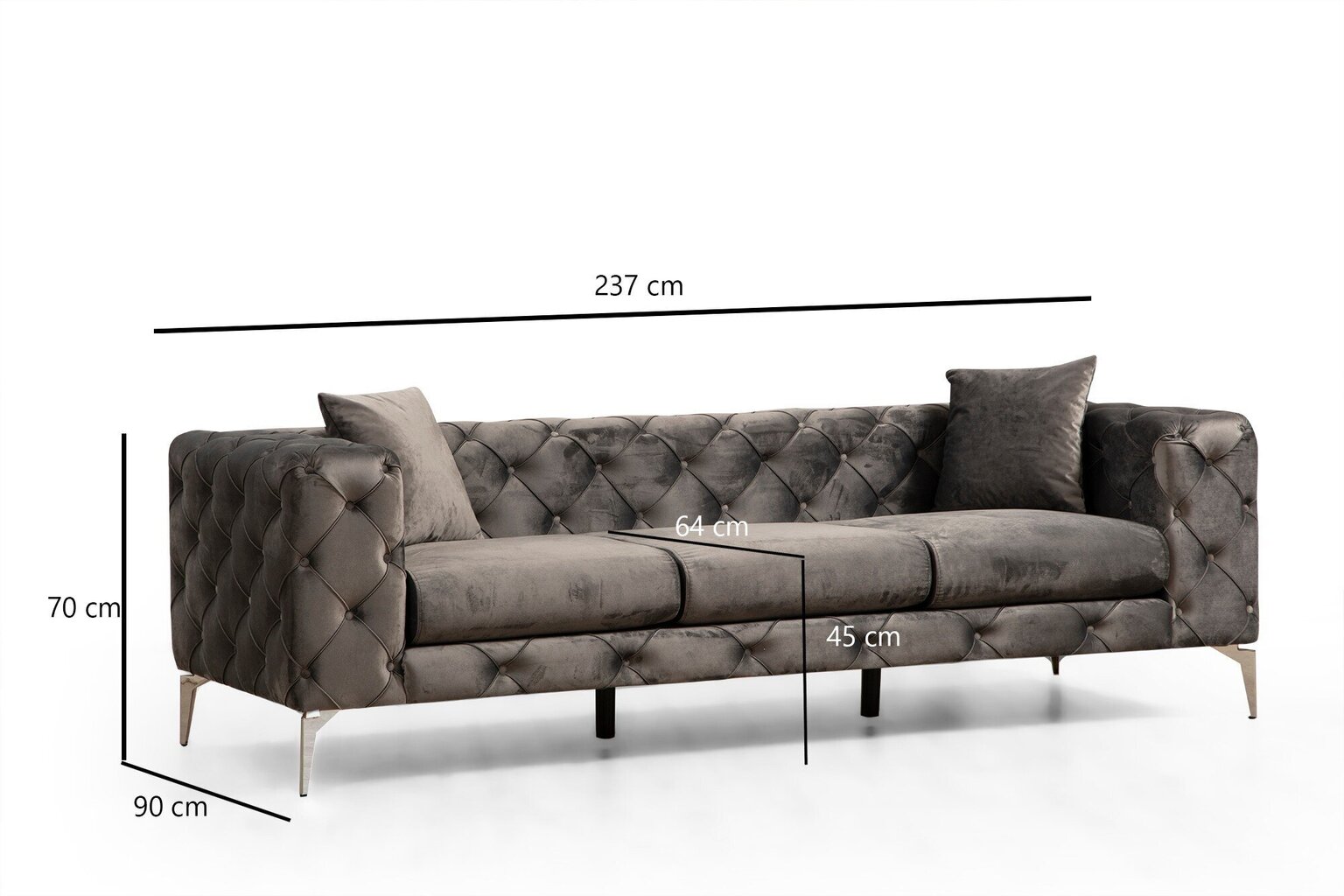 Kolmekohaline diivan Atelier Del Sofa Como, hall hind ja info | Diivanid ja diivanvoodid | kaup24.ee