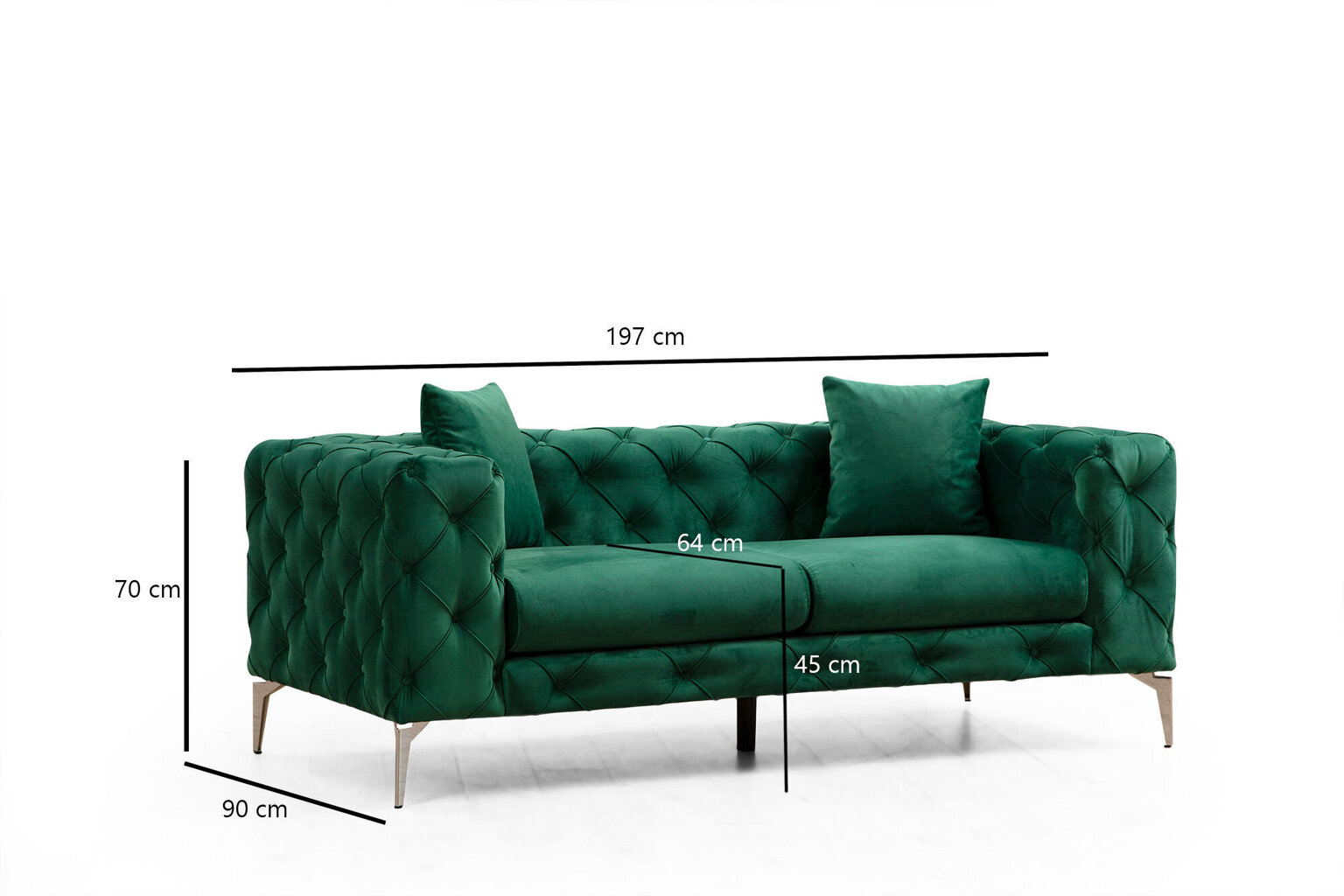 Kahekohaline diivan Atelier Del Sofa Como, roheline hind ja info | Diivanid ja diivanvoodid | kaup24.ee