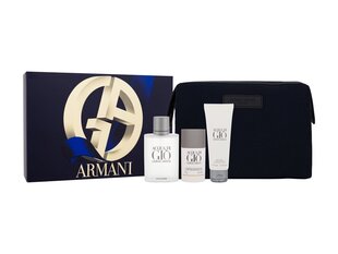 Komplekt Giorgio Armani Acqua di Gio meestele: tualettvesi EDT, 100 ml + dušigeel, 75 ml + deodorant, 75 ml + kosmeetikakott hind ja info | Meeste parfüümid | kaup24.ee