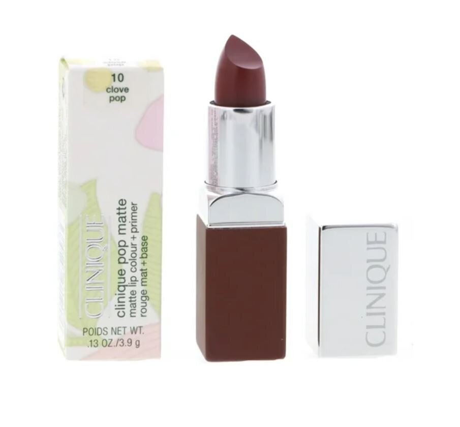 Huulepulgad Clinique Pop Matte Lip Colour + Primer, 10 Clove Pop, 3,9 g цена и информация | Huulepulgad, -läiked, -palsamid, vaseliin | kaup24.ee