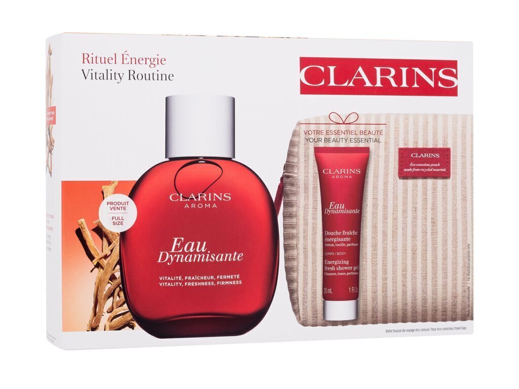 Komplekt Clarins Eau Dynamisante Unisex: parfüümitud kehaniisutaja, 100 ml + dušigeel, 30 ml + kosmeetikakott hind ja info | Naiste parfüümid | kaup24.ee