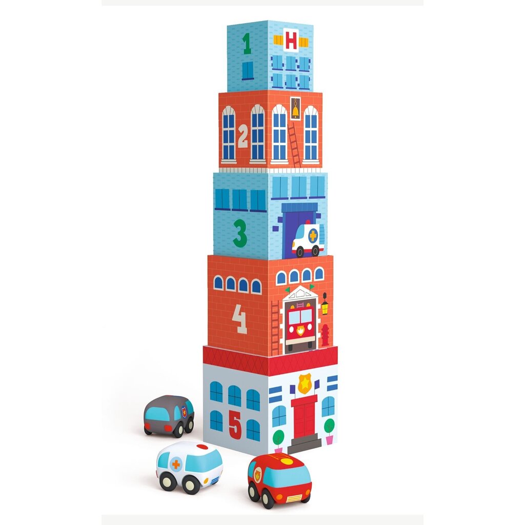Klotsid väikelastele koos autodega - Linnas, Djeco DJ09120 hind ja info | Imikute mänguasjad | kaup24.ee