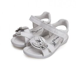 Nahast sandaalid tüdrukutele D.D. Step, valge hind ja info | Laste sandaalid | kaup24.ee