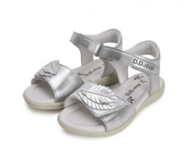 Nahast sandaalid tüdrukutele D.D.Step, hõbedane hind ja info | Laste sandaalid | kaup24.ee