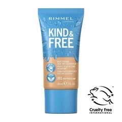 Jumestuskreem Rimmel Kind&amp;Free Skin Tint, 001 Fair Porcelain, 30 ml hind ja info | Jumestuskreemid, puudrid | kaup24.ee