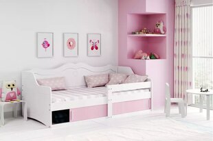 Детская кровать Melanie с матрацем и ящиком для белья 160x80см, розовая мебельная плита, дерево цена и информация | Детские кровати | kaup24.ee