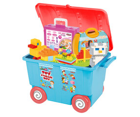 Pilsani ratastel mänguasjakonteiner, sinine цена и информация | Ящики для вещей | kaup24.ee