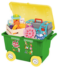 Pilsani ratastel mänguasjakonteiner, roheline цена и информация | Ящики для вещей | kaup24.ee