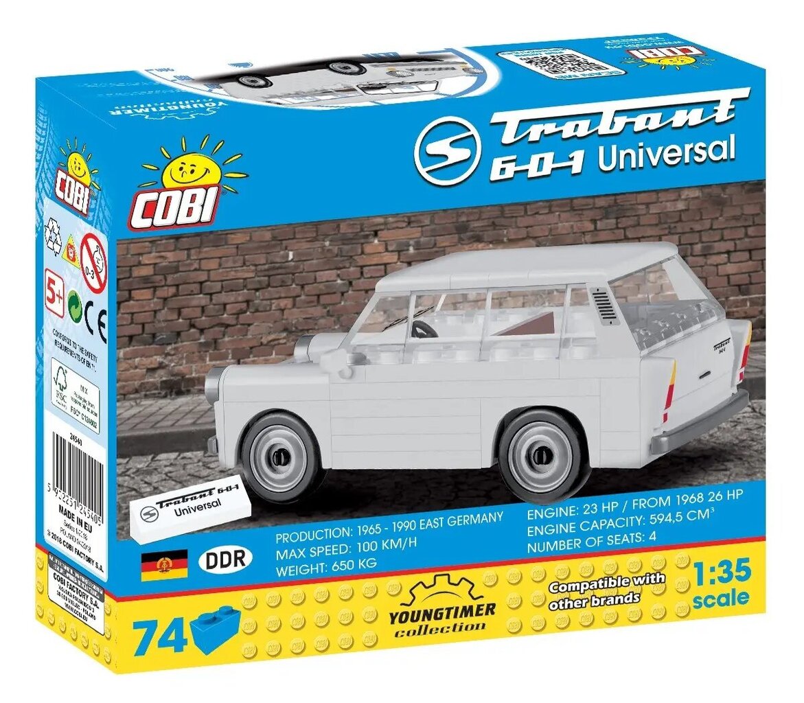 Konstruktorid Cobi Trabant 601 Universal, 70 d. цена и информация | Klotsid ja konstruktorid | kaup24.ee