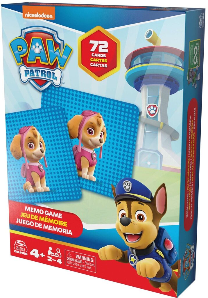 Kaardi mäng Paw Patrol Memo, 72 kaarti цена и информация | Lauamängud ja mõistatused | kaup24.ee