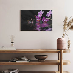 Seinapilt Roosa orhidee lill vee peal цена и информация | Картины, живопись | kaup24.ee