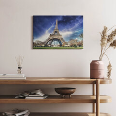 Seinapilt Eiffeli torn, välk ja torm цена и информация | Картины, живопись | kaup24.ee