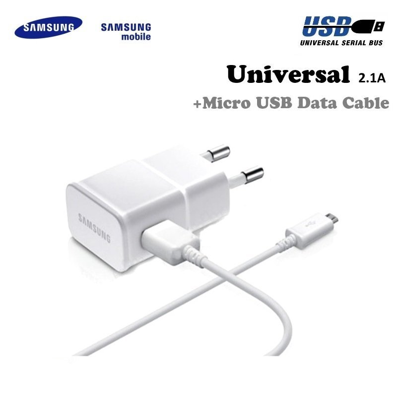 Samsung ETA-U90EW 2A Universal USB Plug charger + ECB-DU4EWE Micro USB Cable White (OEM) цена и информация | Mobiiltelefonide laadijad | kaup24.ee