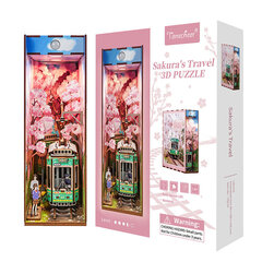 Miniatuurne LED-valgustusega kokkupandav maja - Cherry Blossom Country Tonecheer, 264-osaline hind ja info | Pusled | kaup24.ee